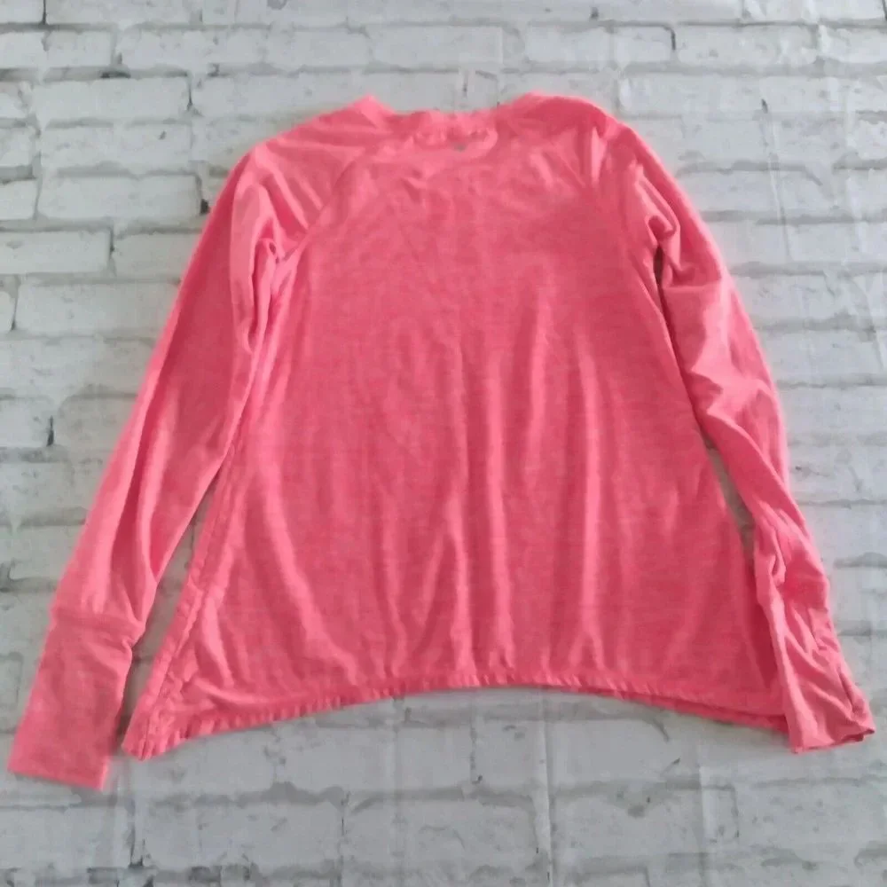 90 Degree by Reflex Top Girls M 10 Heathered Pink Neon Buttery Soft Thumb Holes